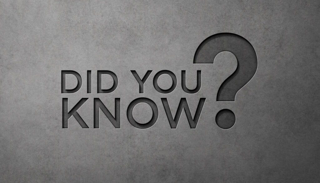 The phrase 'DID YOU KNOW?' in bold, cut-out letters on a textured grey background, creating a strong visual impact with the added emphasis of a question mark. Suggesting one find out more about cement, concrete, and epoxy coatings.